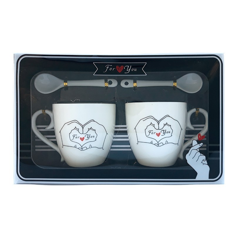 Set ceramica doua cani cu lingurita For you 22x14 cm [4]