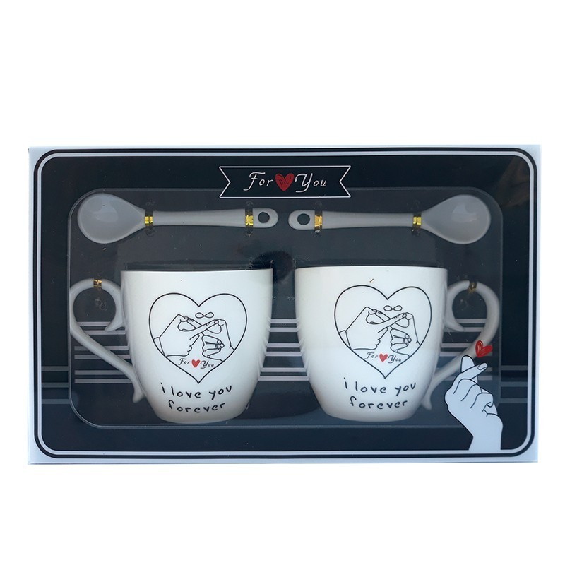 Set ceramica doua cani cu lingurita For you 22x14 cm [5]