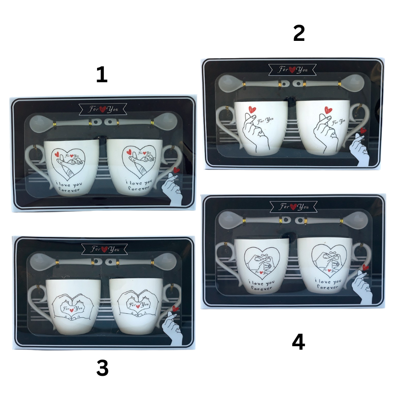 Set ceramica doua cani cu lingurita For you 22x14 cm [2]