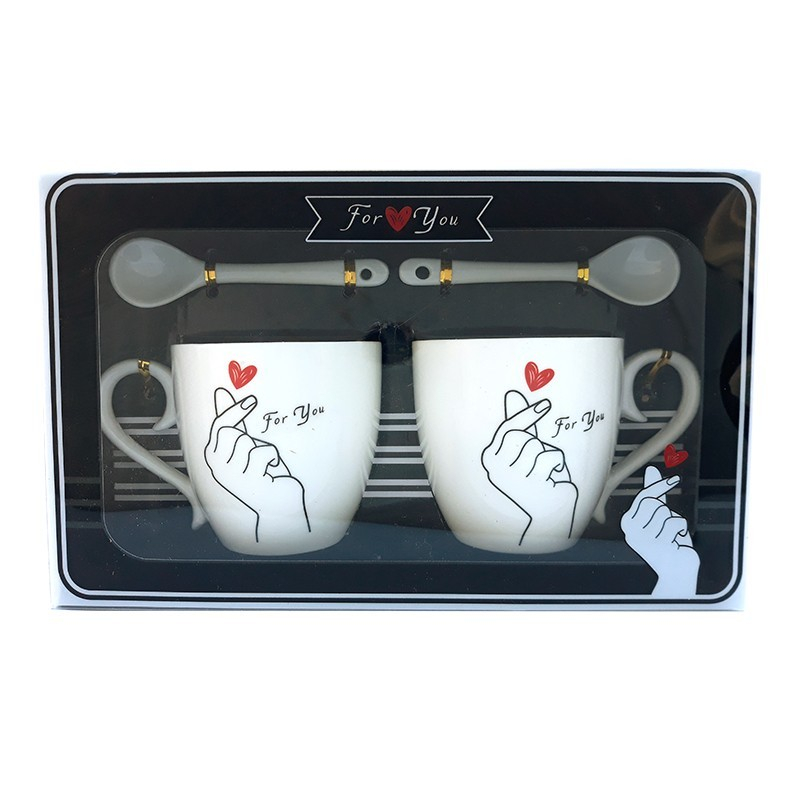 Set ceramica doua cani cu lingurita For you 22x14 cm [6]