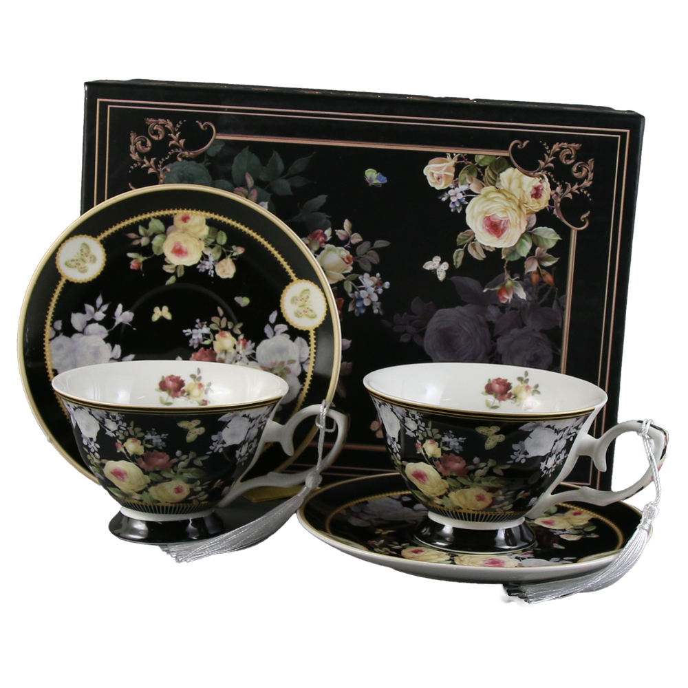 Set 2 cesti din ceramica cu farfurii 150 ml in cutie cadou [1]