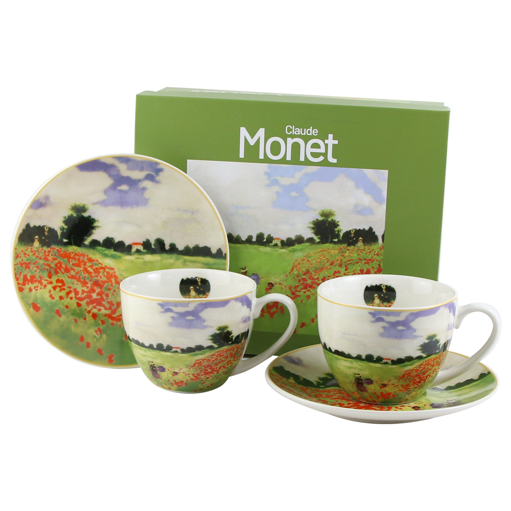 Set 2 cesti cu farfurii din portelan 270 ml „Poppy Field” de Claude Monet [1]