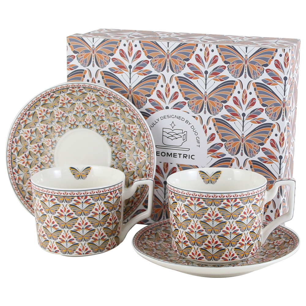 Set 2 cesti cu farfurii din portelan Papilio 250 ml in cutie decorativa [1]