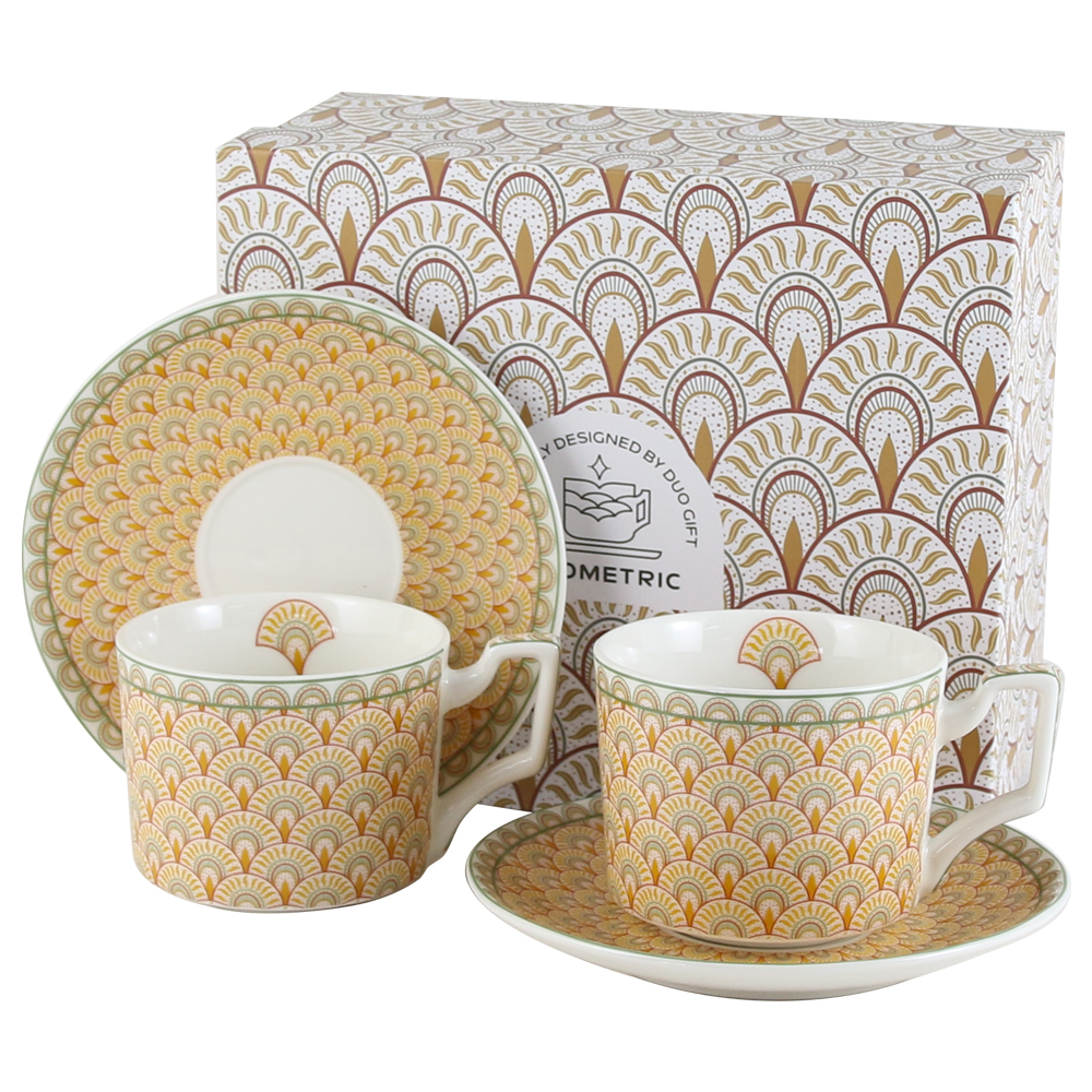Set 2 cesti cu farfurii din portelan Solis 250 ml in cutie decorativa [1]
