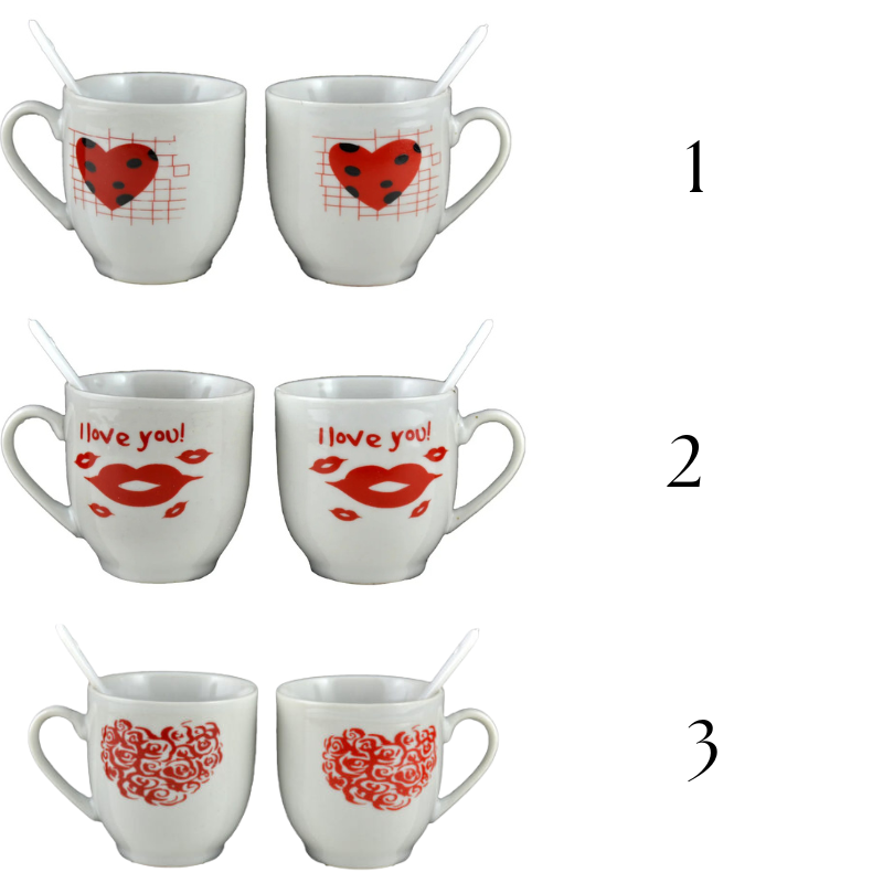 Set 2 cani cafea Valentines Day 6 cm modele diferite [2]