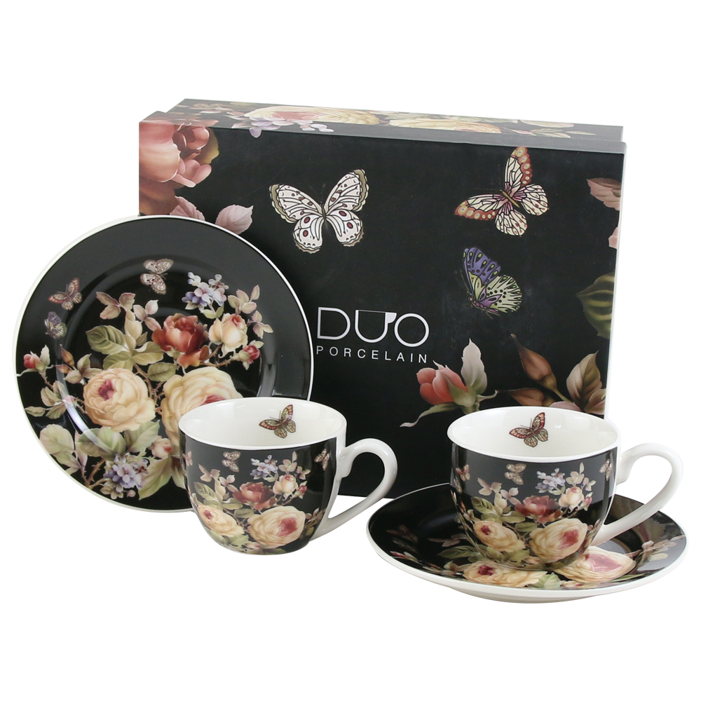 Set 2 cesti espresso cu farfurii din portelan 110 ml Warva [1]