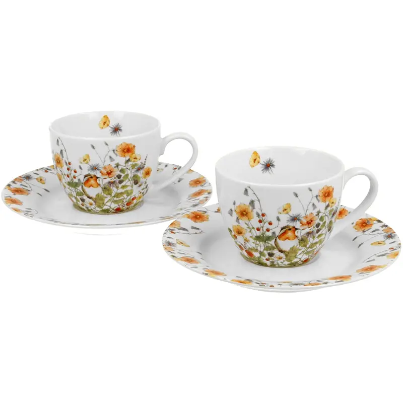 Set 2 cesti espresso cu farfurii din portelan 110 ml Wild Bird [2]