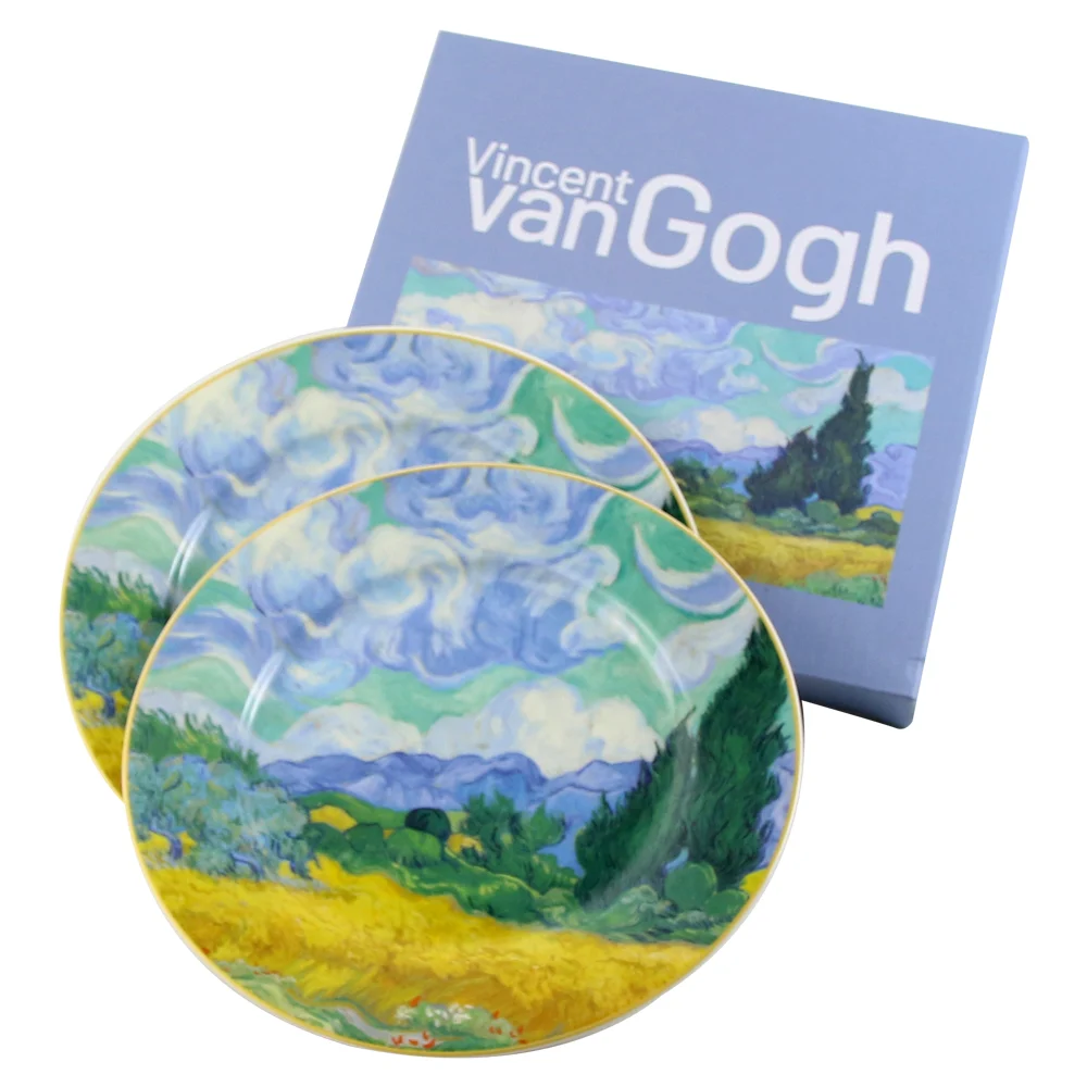 Set 2 farfurii desert 19 cm „Wheat Field” de V. van Gogh in cutie decorativa [1]