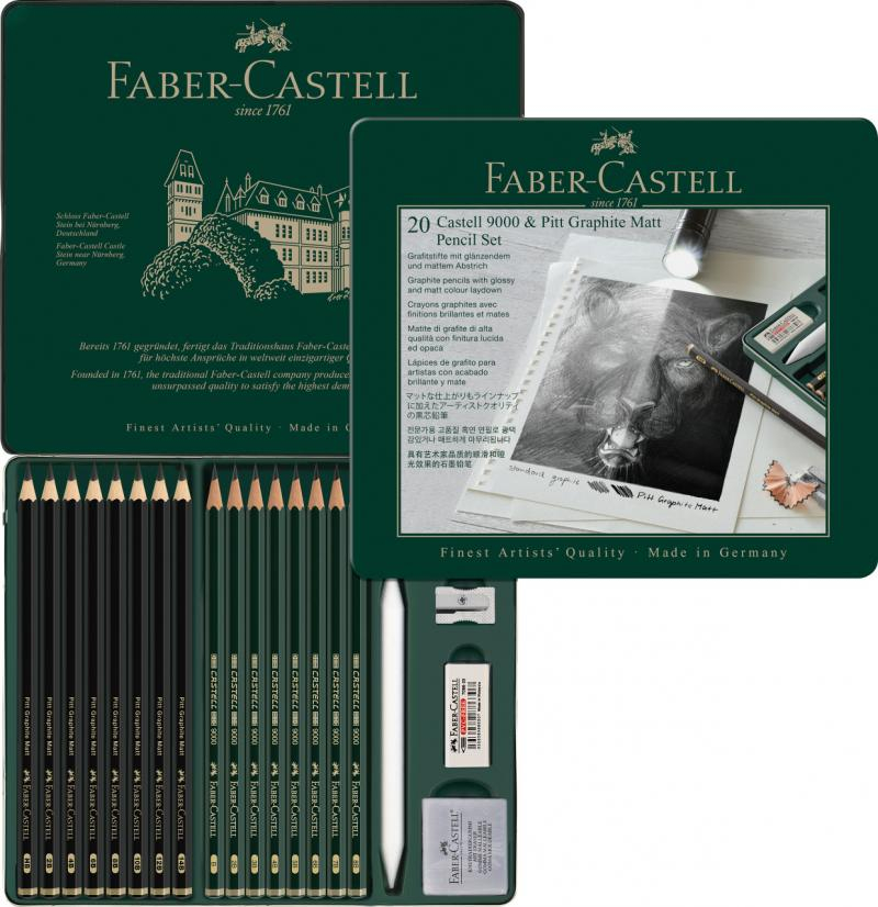 Set 20 creioane grafit Castell 9000 & Pitt Graphite Matt Faber-Castell [2]