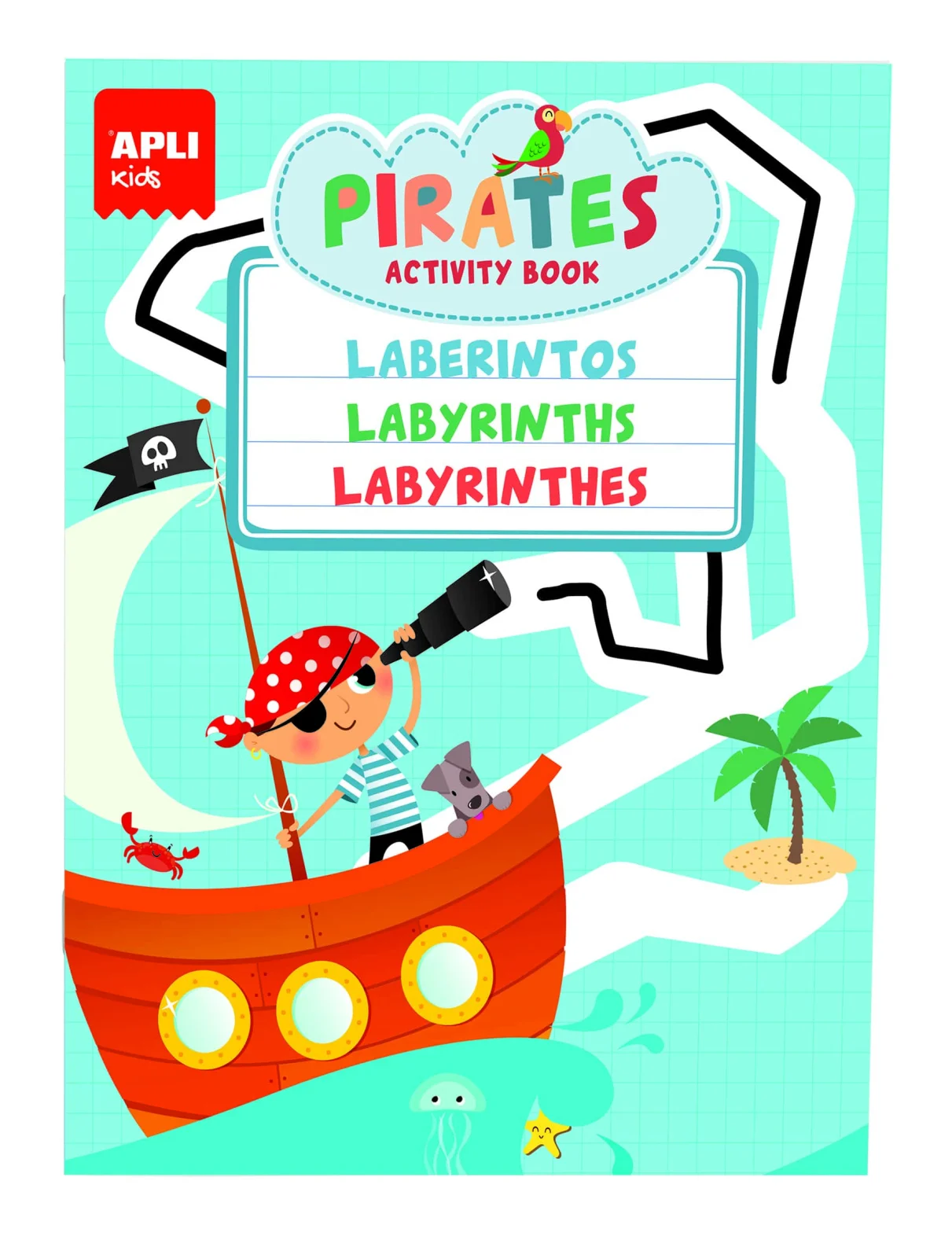 Set 3 carti cu activitati reutilizabile Pirati Apli Kids [3]