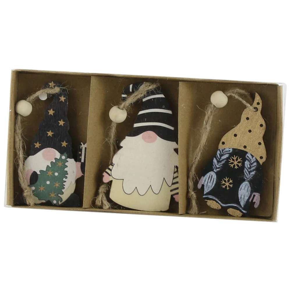 Ornamente brad din lemn spiridus 8 cm 3/set [1]