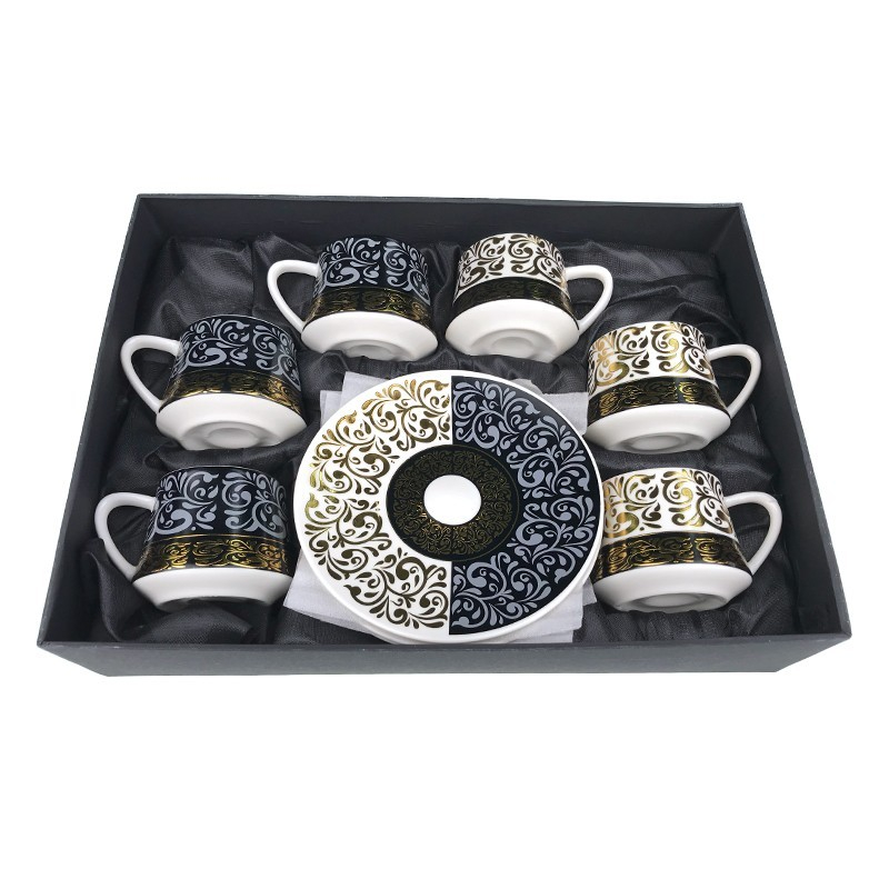 Set 6 cesti si 6 farfurii ceramica model floral [1]