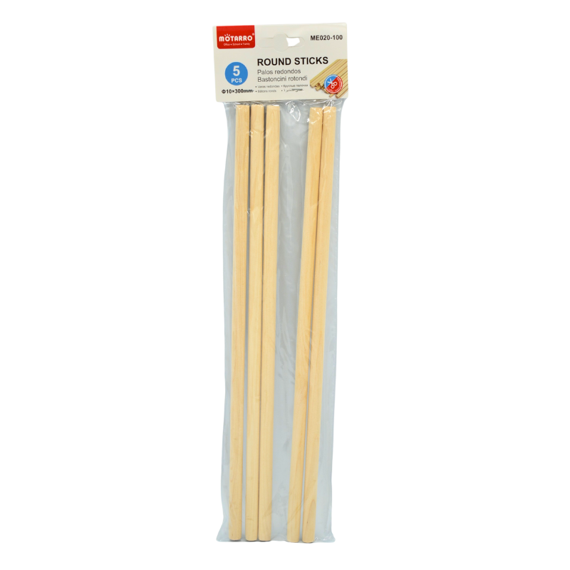 Betisoare craft lemn 10 mm x 30 cm 5/set Motarro [1]