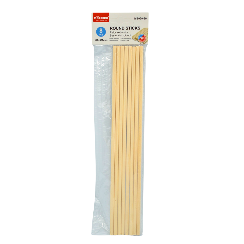 Betisoare craft lemn 6 mm x 30 cm 8/set Motarro [1]