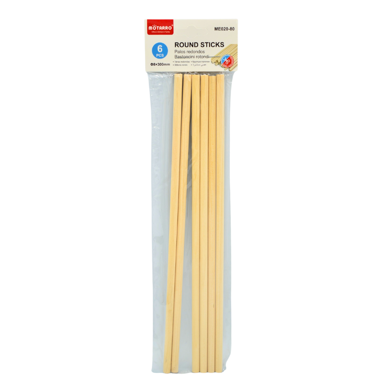 Betisoare craft lemn 6 mm x 30 cm 6/set Motarro [1]