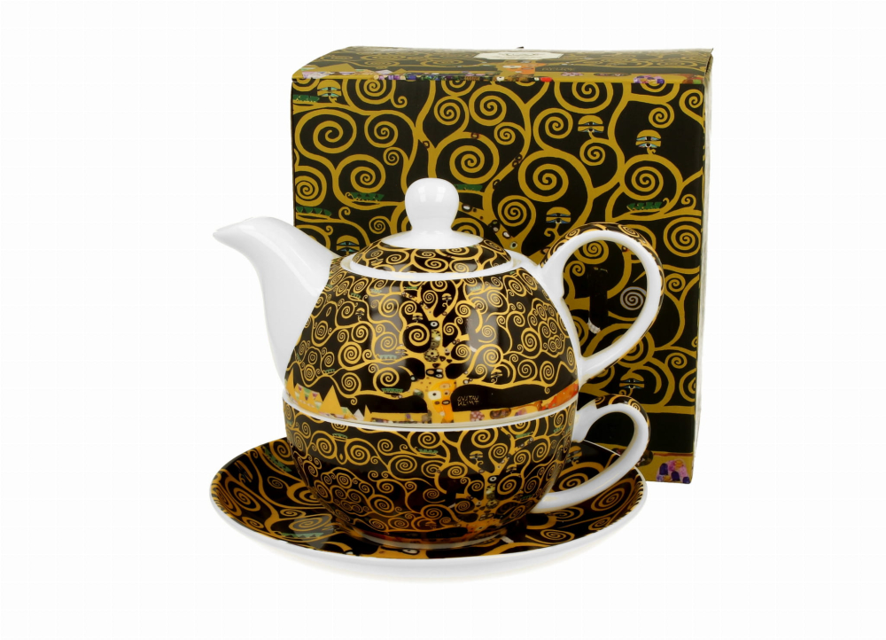 Set ceainic cu ceasca, farfurioara si infuzor metalic Tree of life de Gustav Klimt 350 ml [2]