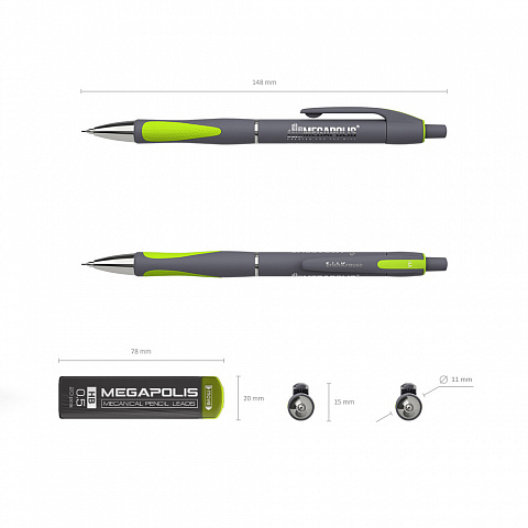 Set creion mecanic ErichKrause MEGAPOLIS Concept cu 20 mine 0.5 mm HB [2]