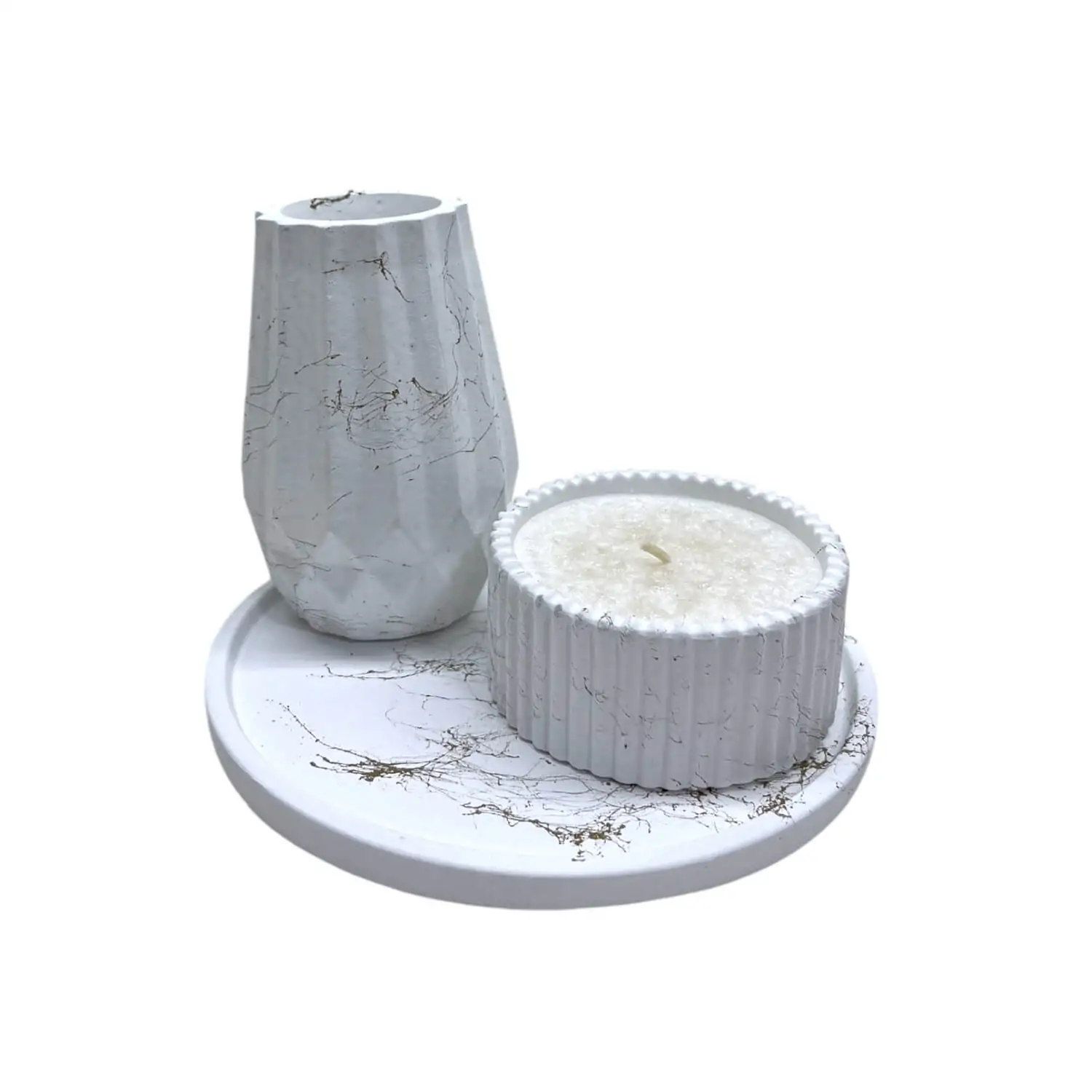 Set lumanare cu vaza pe tavita 16 cm – diverse culori [4]