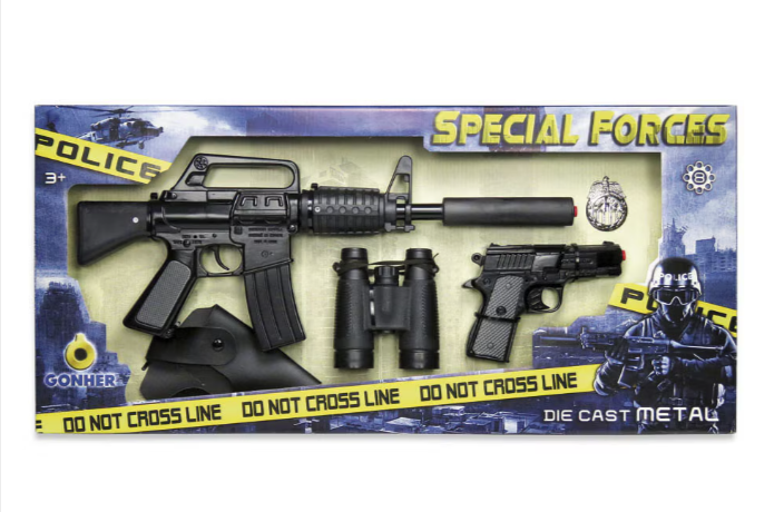 Set politie Gonher Special Forces mitraliera si pistol cu capse negru [3]