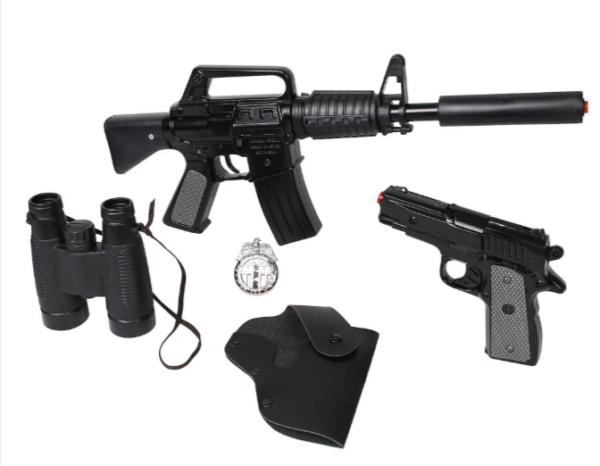 Set politie Gonher Special Forces mitraliera si pistol cu capse negru [2]