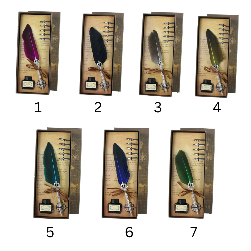 Set Pana de scris Vintage World 7 piese culori diferite [2]