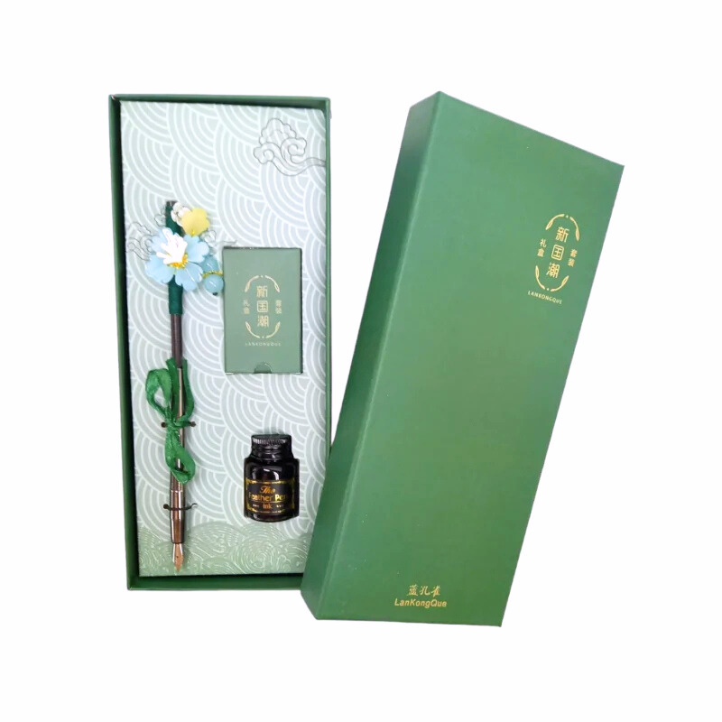 Set stilou decorativ Vintage pana calimara [4]