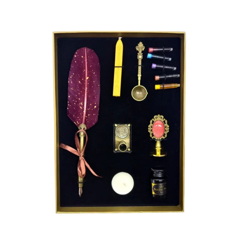 Set stilou Vintage decorativ pana calimara lumanare suport diverse culori [8]