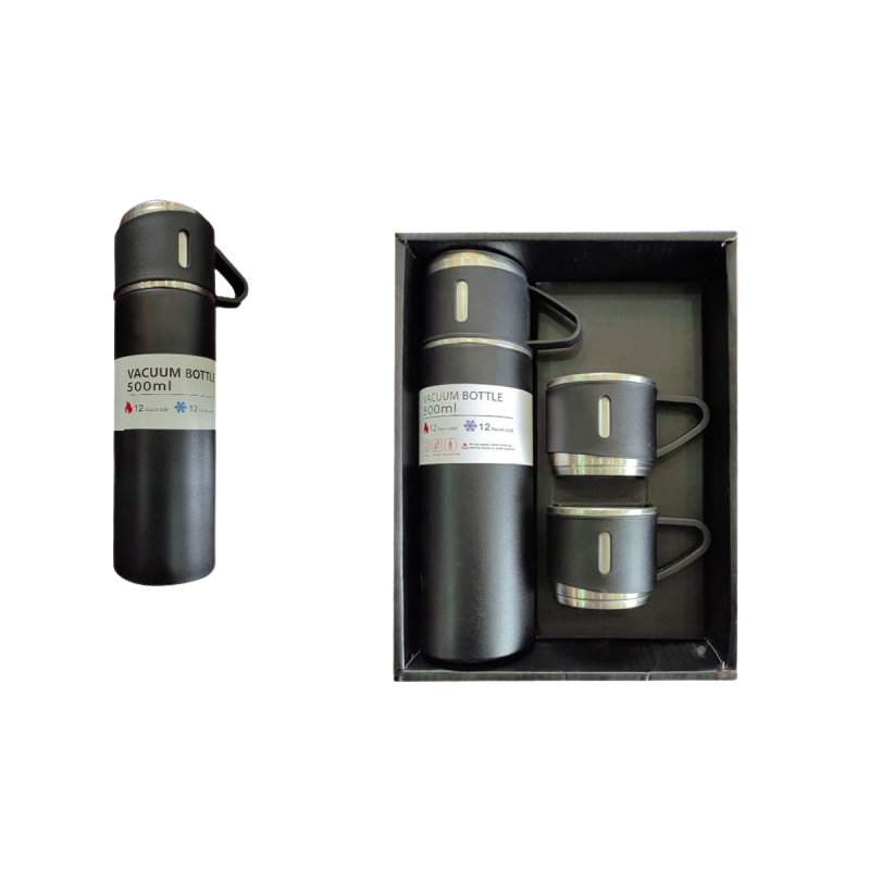 Set termos inox 500 ml cu 3 cani negru [1]