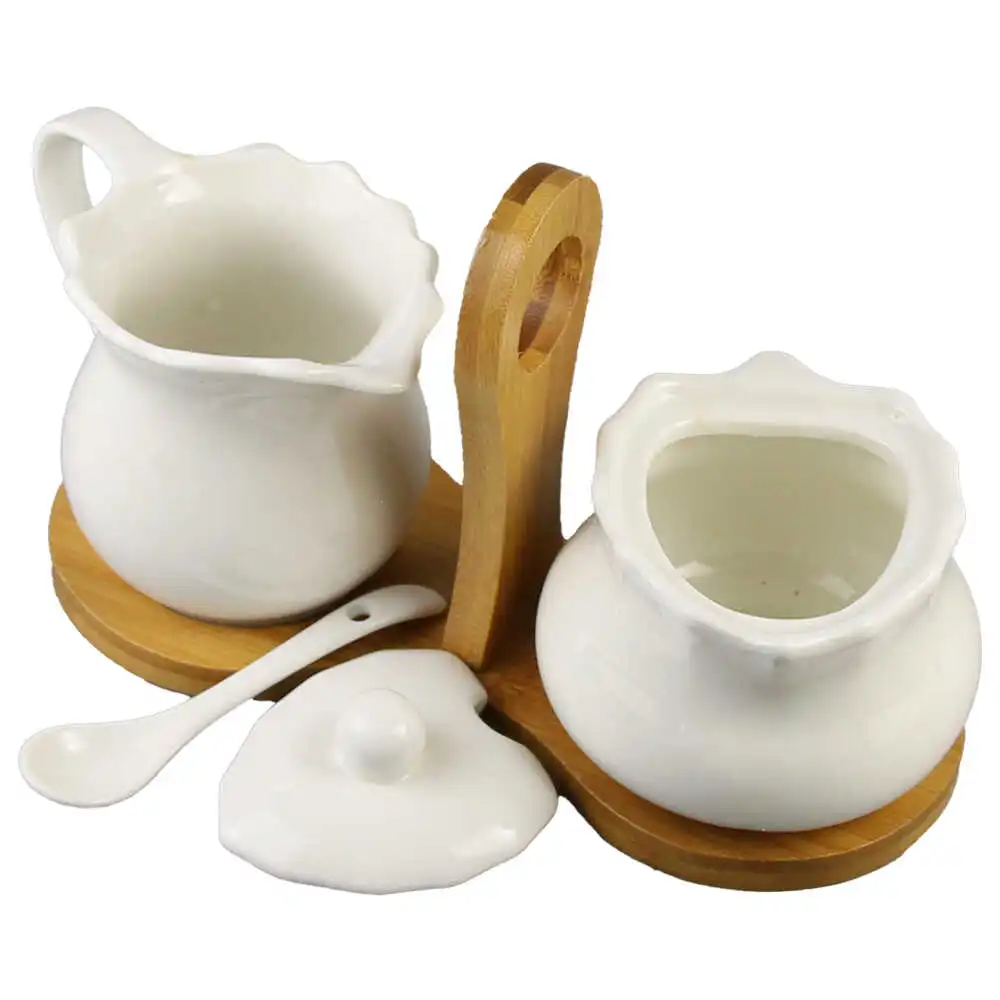 Set zaharnita cu cana pentru lapte si suport din bambus [2]