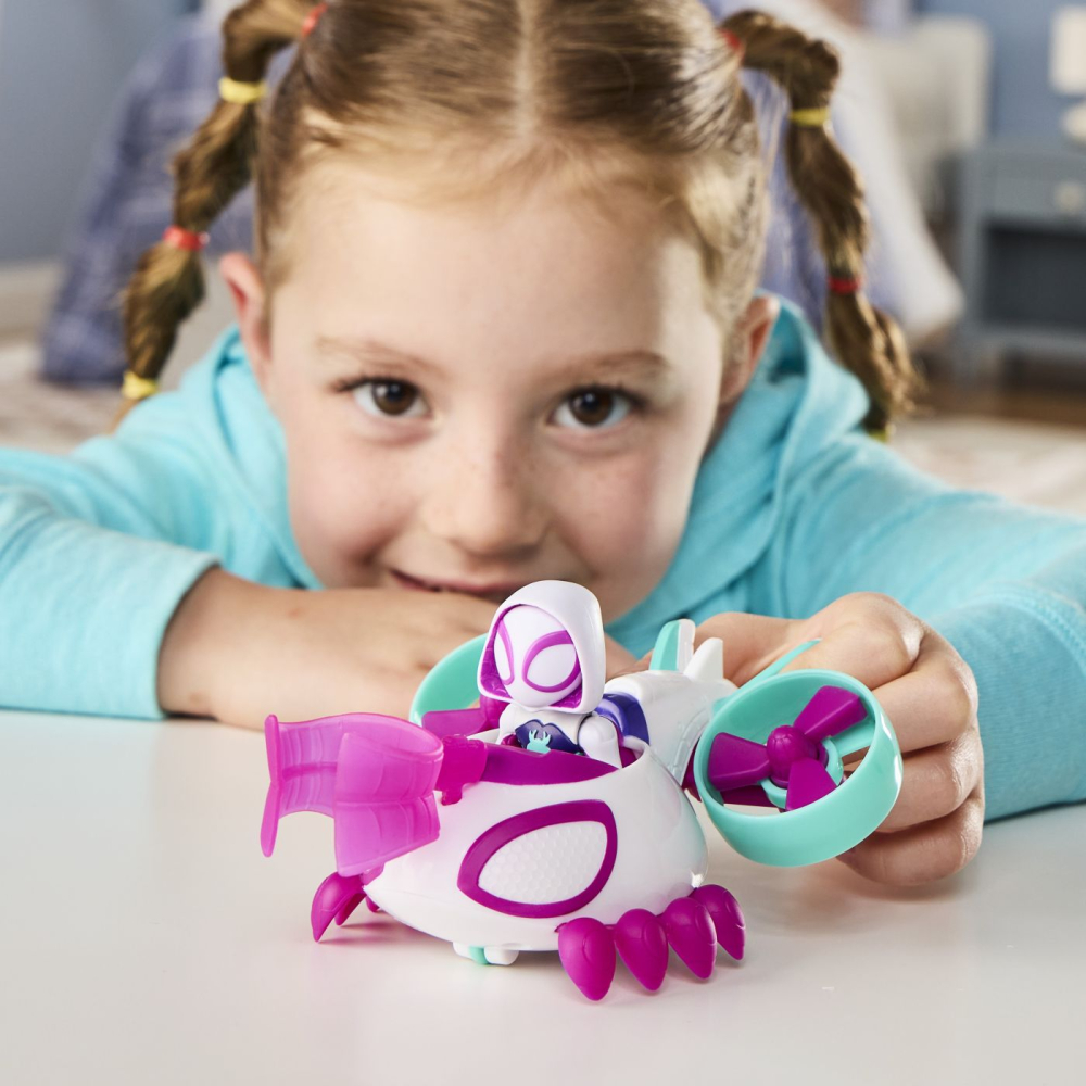 SPIDEY SI PRIETENII LUI UIMITORI MARVEL SET FIGURINA GHOST SPIDER SI VEHICUL COPTER 7.6CM [5]