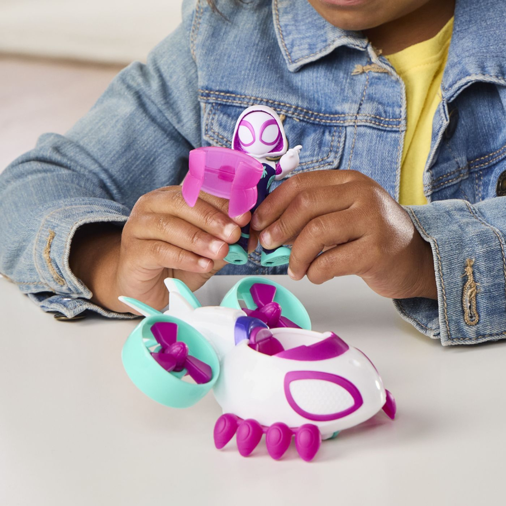 SPIDEY SI PRIETENII LUI UIMITORI MARVEL SET FIGURINA GHOST SPIDER SI VEHICUL COPTER 7.6CM [8]