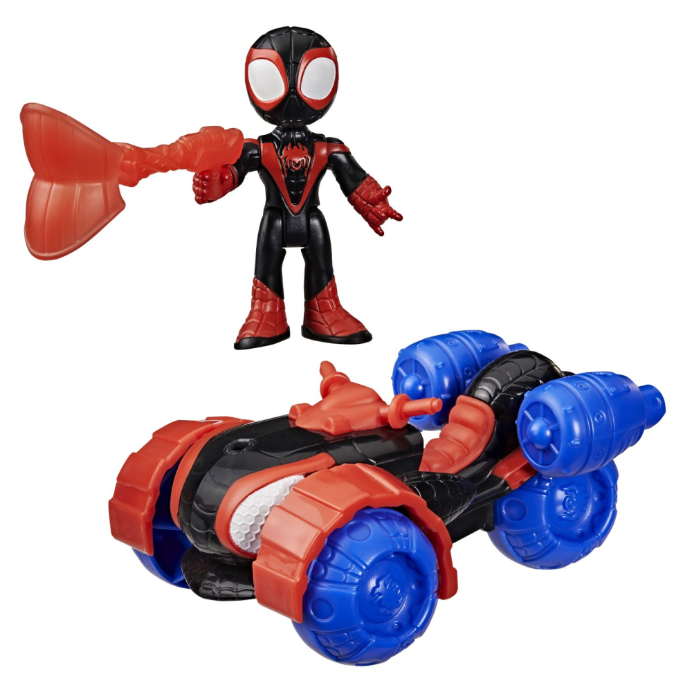 SPIDEY SI PRIETENII LUI UIMITORI MARVEL SET FIGURINA MILES SPIN MORALES SI VEHICUL TECHNO RACER 7.6CM [2]