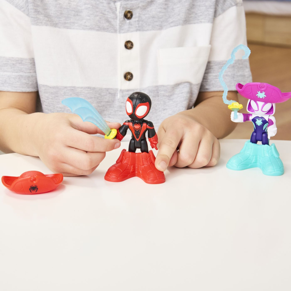 SPIDEY SI PRIETENII LUI UIMITORI MARVEL WATER WEBS SET 2 FIGURINE GHOST SPIDER SI PIRATE SPIN CU ACCESORII [6]