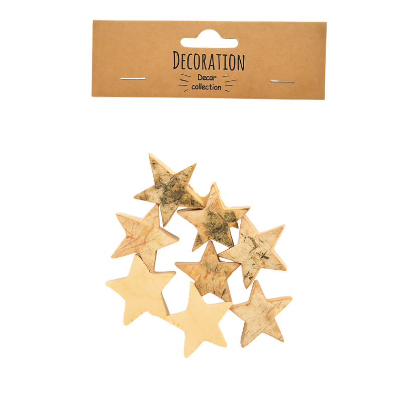 Stea lemn 4 cm natur 8/set [1]