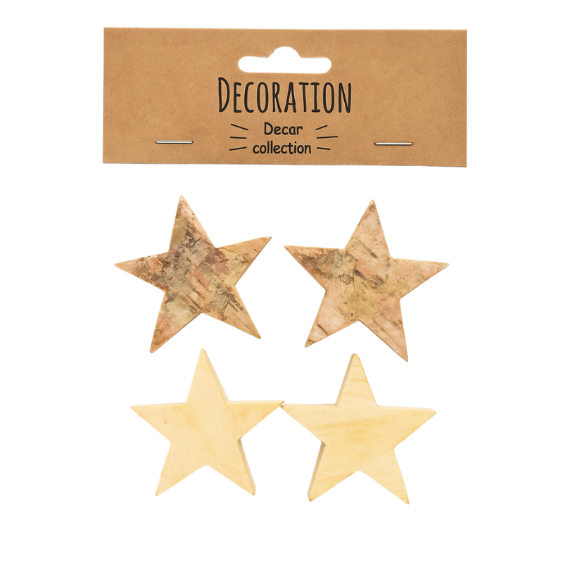 Stea lemn 6 cm natur 4/set [1]