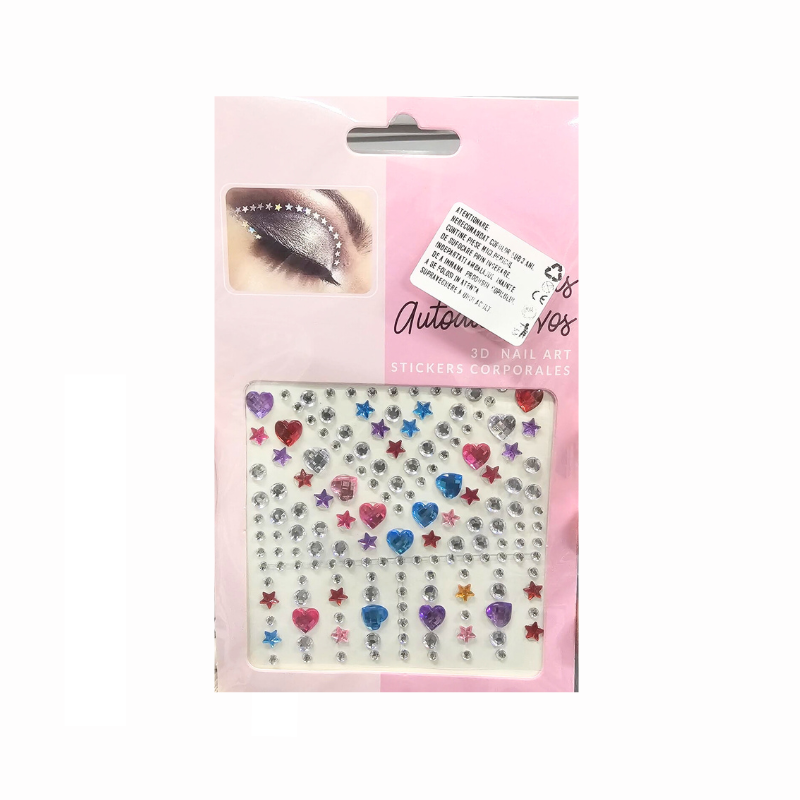 Set stickere autoadezive 3D diamante inimi si stelute pentru machiaj si unghii culori diferite [5]
