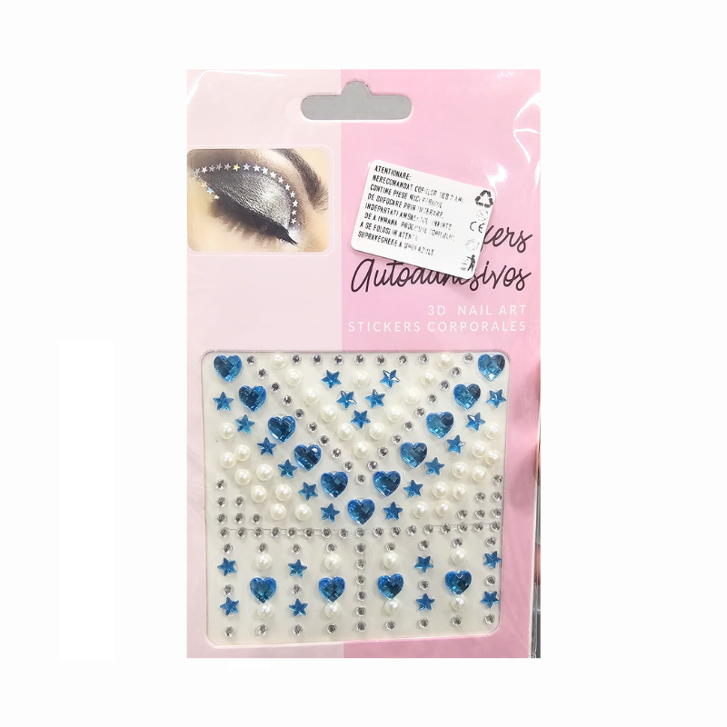 Set stickere autoadezive 3D diamante inimi si stelute pentru machiaj si unghii culori diferite [9]