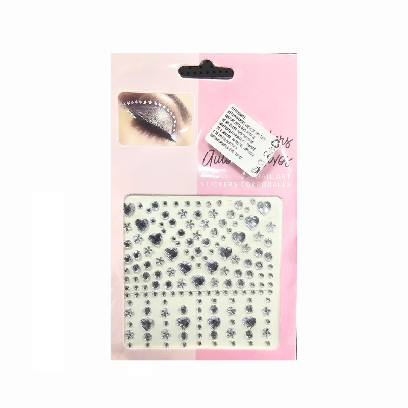 Set stickere autoadezive 3D diamante inimi si stelute pentru machiaj si unghii culori diferite [6]