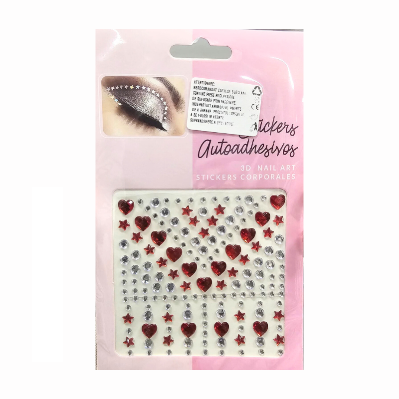 Set stickere autoadezive 3D diamante inimi si stelute pentru machiaj si unghii culori diferite [2]