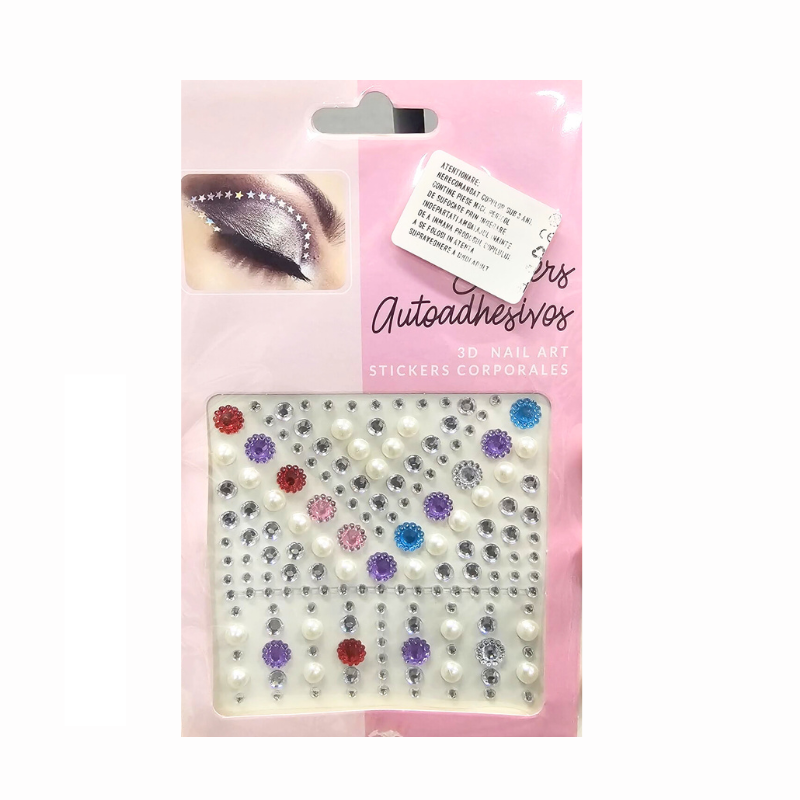 Set stickere autoadezive 3D diamante inimi si stelute pentru machiaj si unghii culori diferite [4]