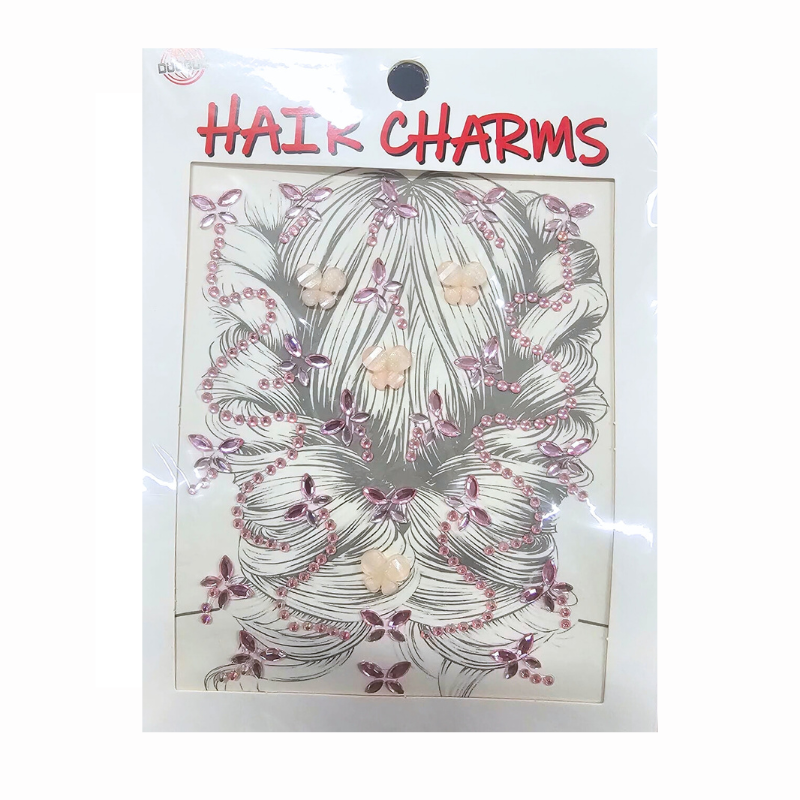 Set stickere decorative Hair Charms cu cristale si fluturasi culori variate [4]