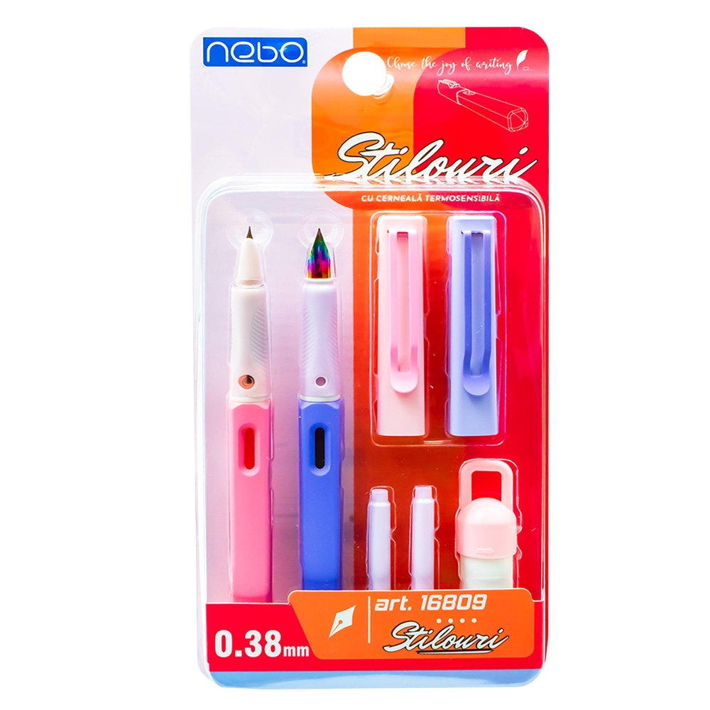 Stilouri cu cerneala termosensibila + rezerve 2 buc /blister Nebo [1]