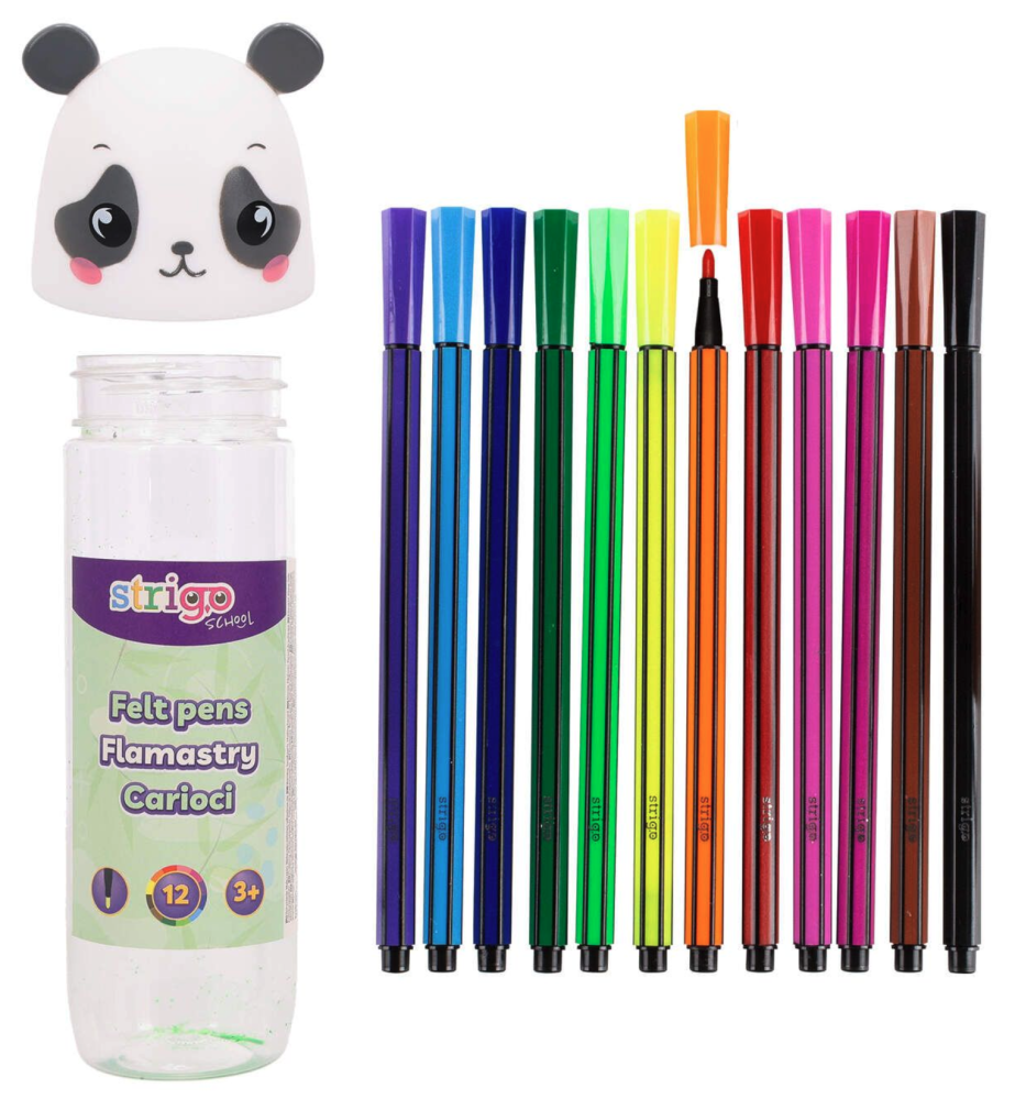 Set 12 carioci lavabile cutie Panda Strigo [3]