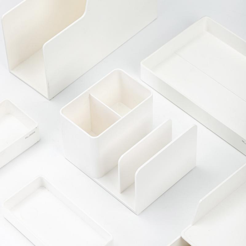 Suport birou 2 compartimente + 2 separatoare carti alb Nusign Deli [4]