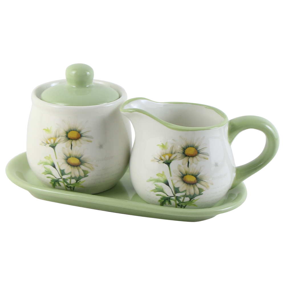 Suport din ceramica cu zaharnita si cana lapte 22x11 cm Margarete [1]