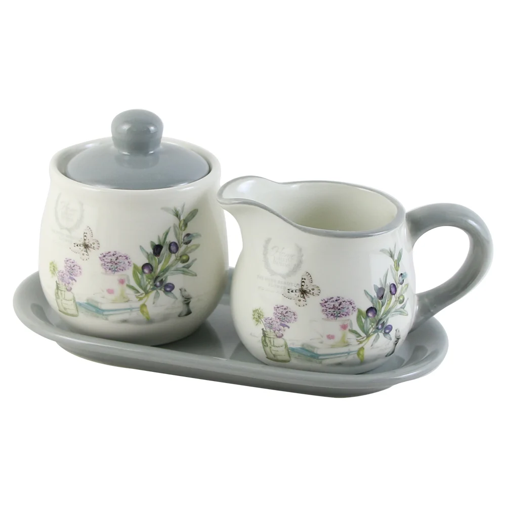 Suport din ceramica cu zaharnita si cana lapte Oliva 22x11 cm [1]
