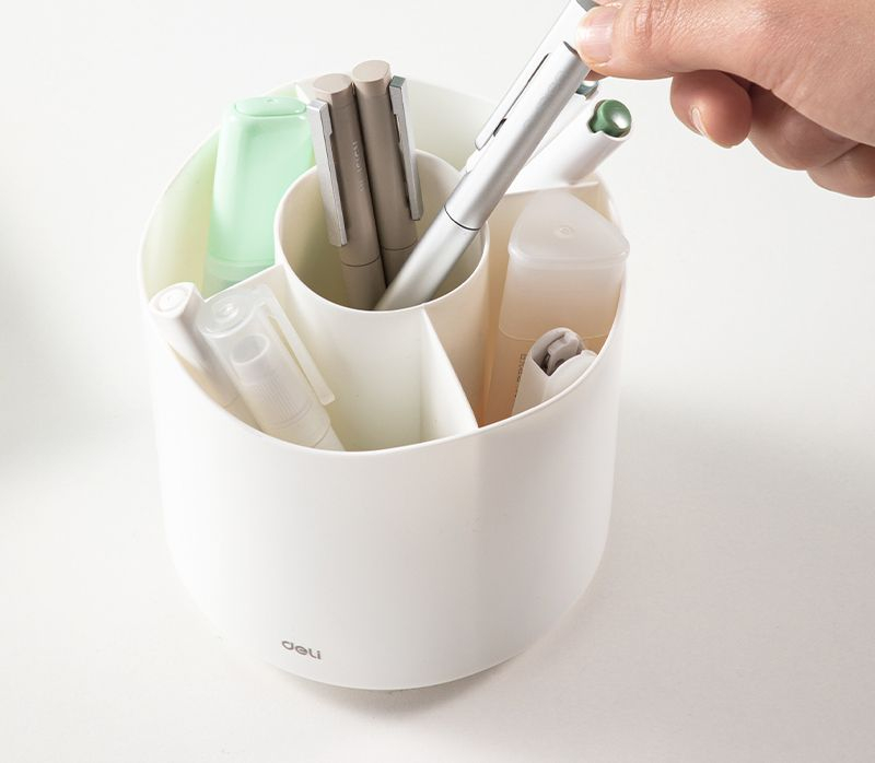 Suport rotativ instrumente de scris 5 compartimente alb Deli [2]