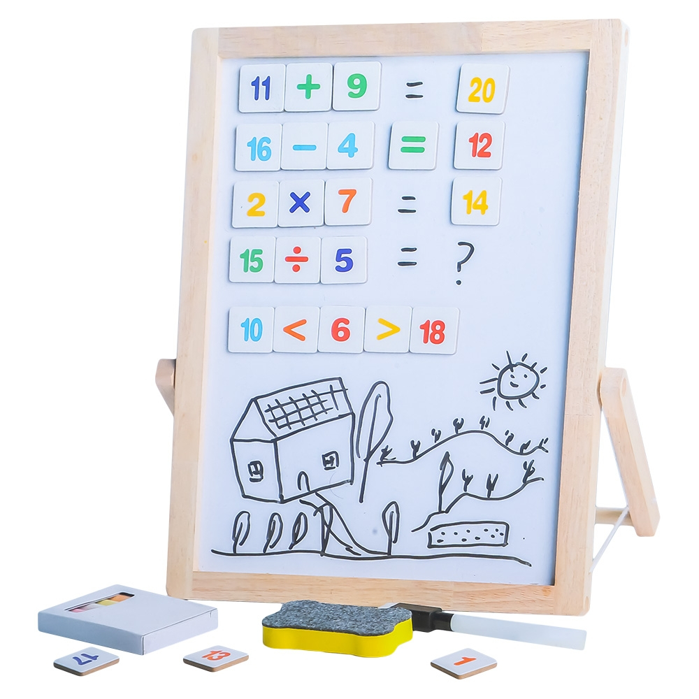 Tablita din lemn cu 2 fete magnetica si neagra pentru creta + accesorii 19x26.5 cm [2]