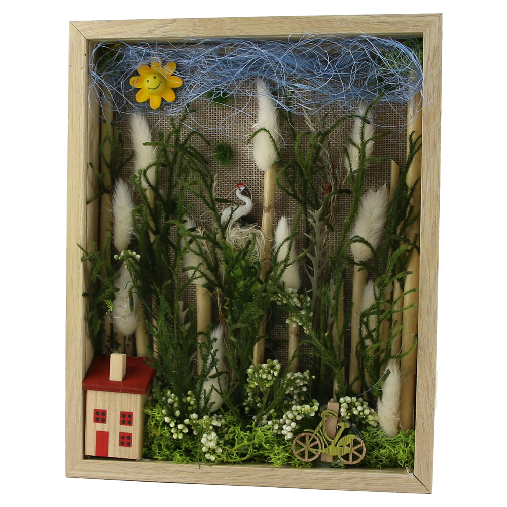 Tablou decorativ cu plante uscate si figurine 23x28 cm [1]
