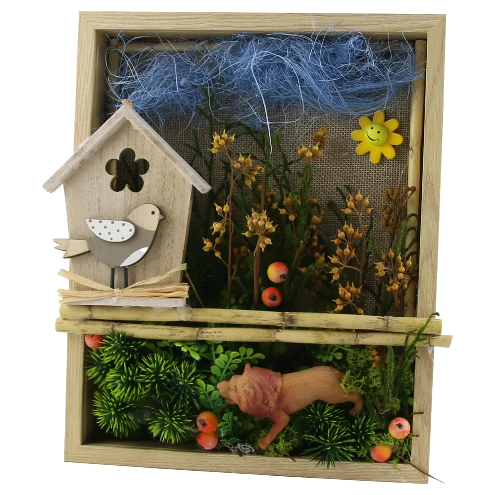 Tablou decorativ cu plante uscate si figurine 23x28 cm [2]